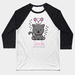 Cute Rat and Cat Couple Sticker Baseball T-Shirt
